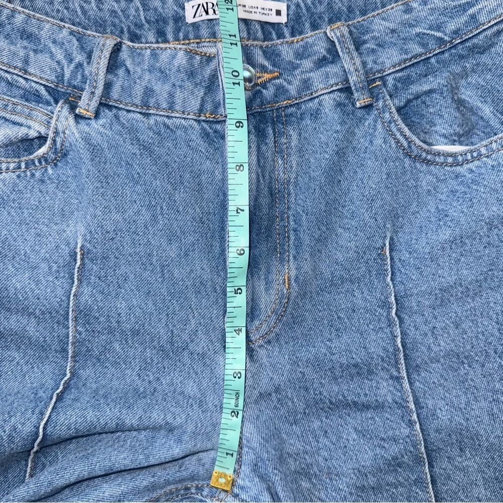 Zara Cropped Wide Leg Jeans high rise blue - Picture 6 of 12